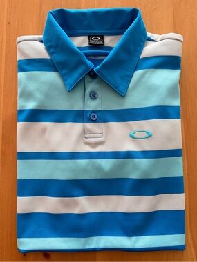 Vintage Oakley Striped Golf Polo Shirt - Y2K Era - Size S